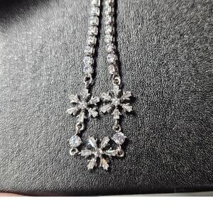 Macy's Silver-Plated Cubic Zirconia Triple Snowflake Adjustable Bolo Bracelet